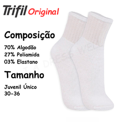 Meia Esportiva Kit 6 Pares Atoalhada Juvenil Trifil Masculina e Feminina - loja online