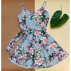 Vestido curto de alça estampado Floral com cinto verão - J.A DRESS WELL - Moda Masculina e Feminina Confortável