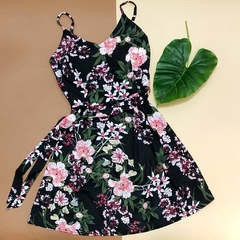 Vestido curto de alça estampado Floral com cinto verão - comprar online