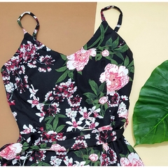Vestido curto de alça estampado Floral com cinto verão na internet