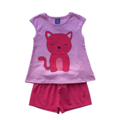 Conjunto Verão Infantil Feminino Menina Gatinho