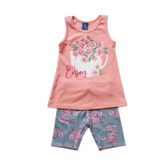 Conjunto Verão Infantil Feminino Menina Flores