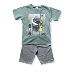 Conjunto Com Camiseta E Bermuda Infantil Elian Preto