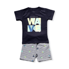 Conjunto Com Camiseta E Bermuda Infantil Elian Azul Marinho