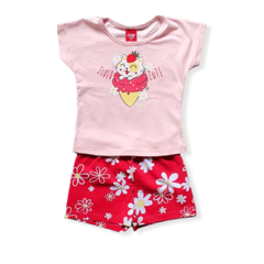 Conjunto Com Blusa E Shorts Elian Infantil Rosa