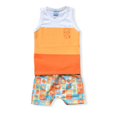 Conjunto Com Camiseta Regata E Bermua Tileesul Laranja