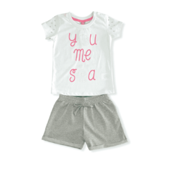 Conjunto Com Blusa E Shorts Com Lurex Tileesul Branco cinza 