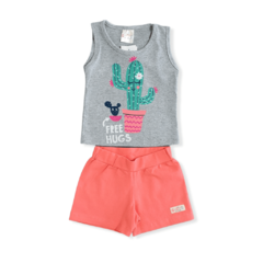 Conjunto Com Blusa Regata E Shorts Cacau Kids Cactos