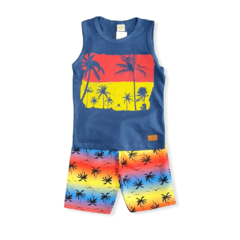 Conjunto Com Regata E Bermuda Cacau Kids Coqueiros