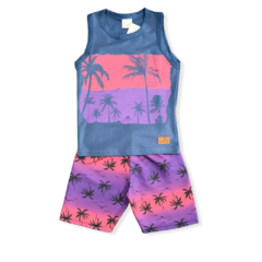 Conjunto Com Regata E Bermuda Cacau Kids Coqueiros