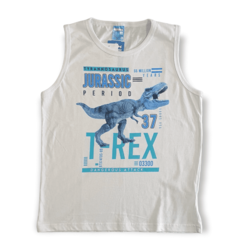 Conjunto WRK Regata Em Meia Malha Dinossauro T-Rex + Bermuda