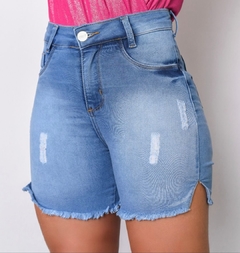 Bermuda Meia Coxa Jeans Feminina Cintura Alta com Lycra Empina Bumbum