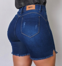 Bermuda Meia Coxa Jeans Feminina Cintura Alta com Lycra Empina Bumbum na internet