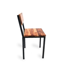 cadeira+jantar ferro + madeira industrial