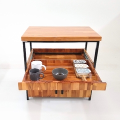 mesa-auxiliar-café-bar-mesa-de-canto-para-café-aço-madeira-com-bandeja-armário-auxiliar