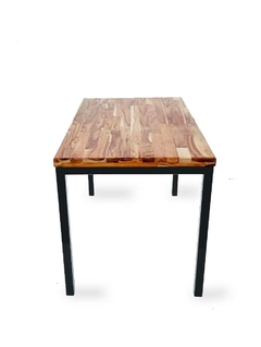 mesa de jantar mesa industrial pés de ferro preto e madeira natural mesa para bar, mesa restaurante, mesa cozinha, madeira teca
