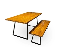 conjunto mesa e banco industrial ferro madeira conjunto sala de jantar