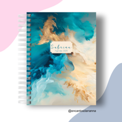 Agenda abstrato azul gold