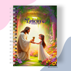 caderno catequese florido