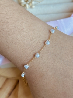 Pulseira Infantil mini corações perolado