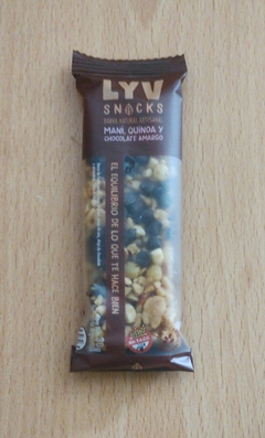 Barrita LYV maní, quinoa y chocolate amargo 30 gr