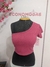 Cropped feminino Canelado Manga Nula com Babado - Economodas Store 