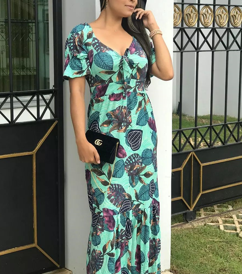 Vestido Longo Estampado, Vestido Feminino Esmara Nunca Usado 94535229