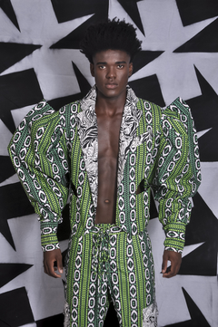 Blazer em tecido africano com mangas bufantes Nairóbi