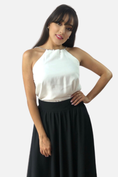 Imagem do BLUSA SOSO VISCOSE ACETINADA BRANCA