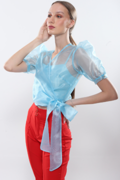 BLUSA SAFIRA ORGANZA AZUL SERENITY - comprar online