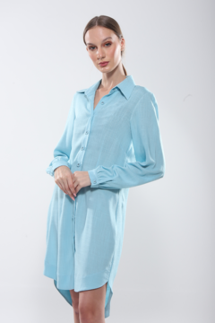 VESTIDO CHEMISE ELISA VISCOSE AZUL SERENITY - loja online