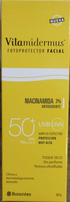 Vita Midermus Protector Facial UVB UVA FPS 50 Toque seco 60 grs