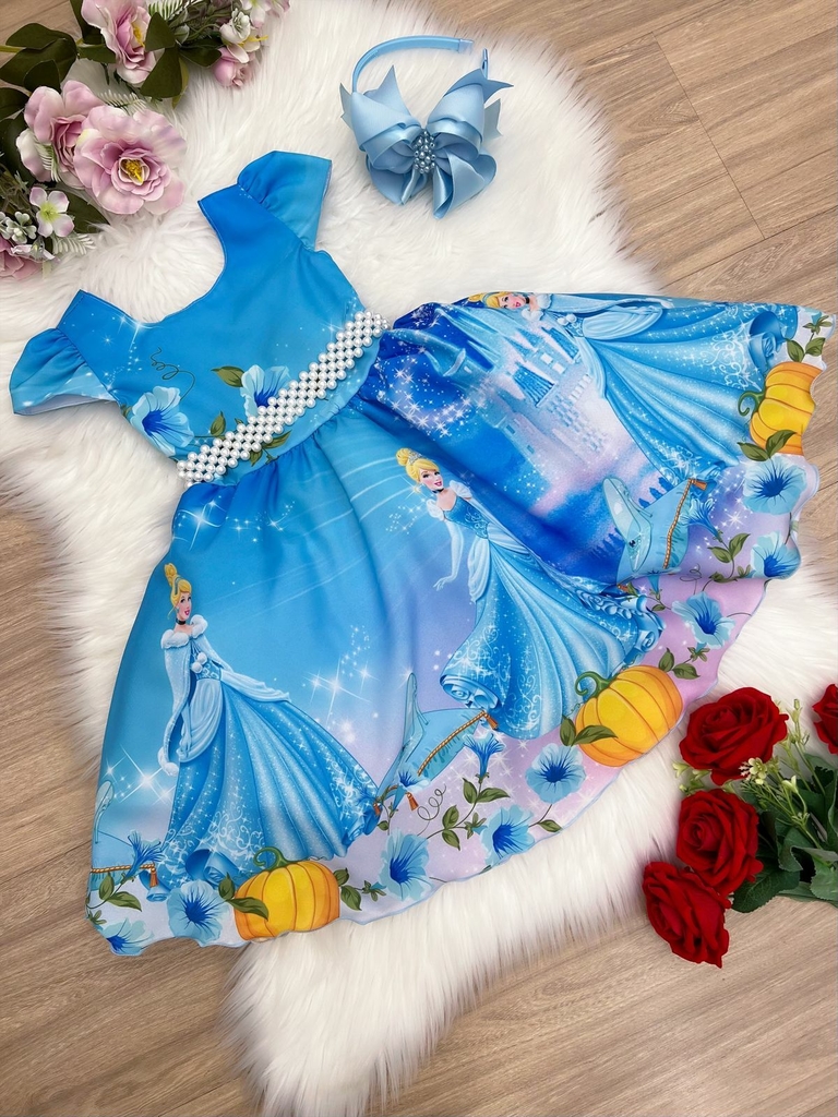 Vestido Cinderela fantasias moda infantil temáticos