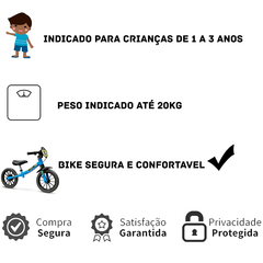 Bicicleta Infantil Aro 12 Equilíbrio Balance Bike Crianças - loja online