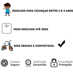 Bicicleta Infantil Aro 12 Athor Bike Crianças 1 a 3 Menino - On Off Store