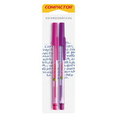 Caneta Esferográfica Compactor 0.7 - 2 unidades (Rosa / Violeta) - comprar online