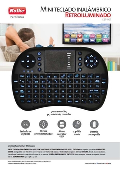 Mini teclado inalambrico retroiluminado usb 2.4ghz kolke