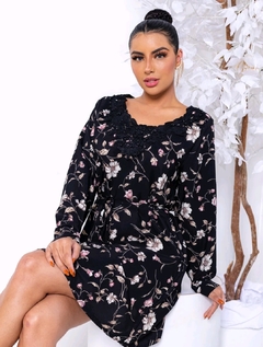 Vestido Floral - Preto