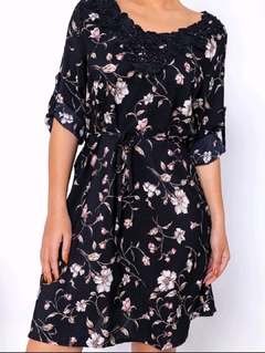 Vestido Floral - Preto na internet