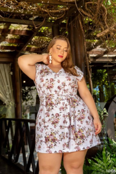 Vestido Soltinho Plus Size De Amarrar Estampado Floral