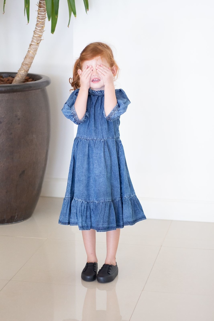 Vestido jeans infantil 1 2024 ano