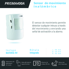 Sensor de Movimiento inalámbrico PRISMA400 - comprar online
