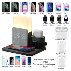 15W 3 in 1 Qi Wireless Charger for iPhone 13 12 11 Pro XS iWatch Charger Desk Lamp For Airpods 3 Alarm Table Clock Lamp Clock - tienda en línea