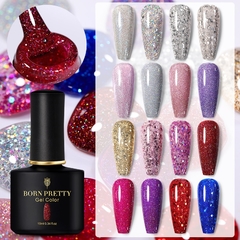 BORN PRETTY 10ml 105 Colors Glitter Sequins Nail Gel Polish Varnish Manicure Soak Off UV Gel Nail Gel Polish Base Top Coat - comprar en línea