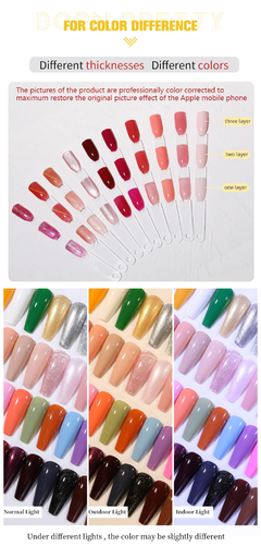 BORN PRETTY 10ml 105 Colors Glitter Sequins Nail Gel Polish Varnish Manicure Soak Off UV Gel Nail Gel Polish Base Top Coat - comprar en línea