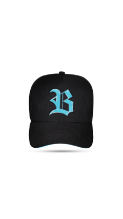 Boné SnapBack Preto Logo Suede Azul Celeste