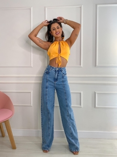 Calça pantalona jeans na internet