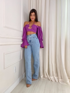 Calça wide leg cós