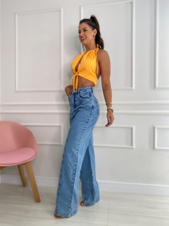 Calça pantalona jeans - byjt