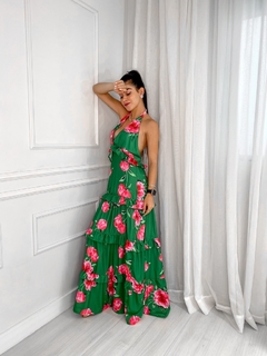 Vestido longo costa nua estampado - loja online